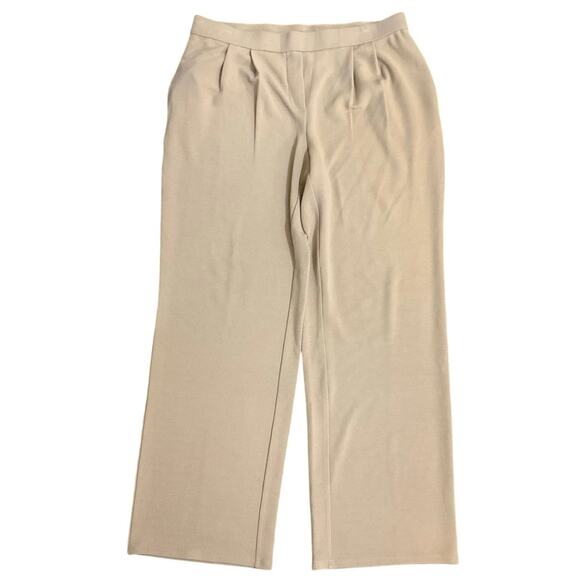 NWT J. Jill Wearever Khaki Wide Leg Pull On Knit Ribbed Texture Pants Size M - Picture 1 of 8